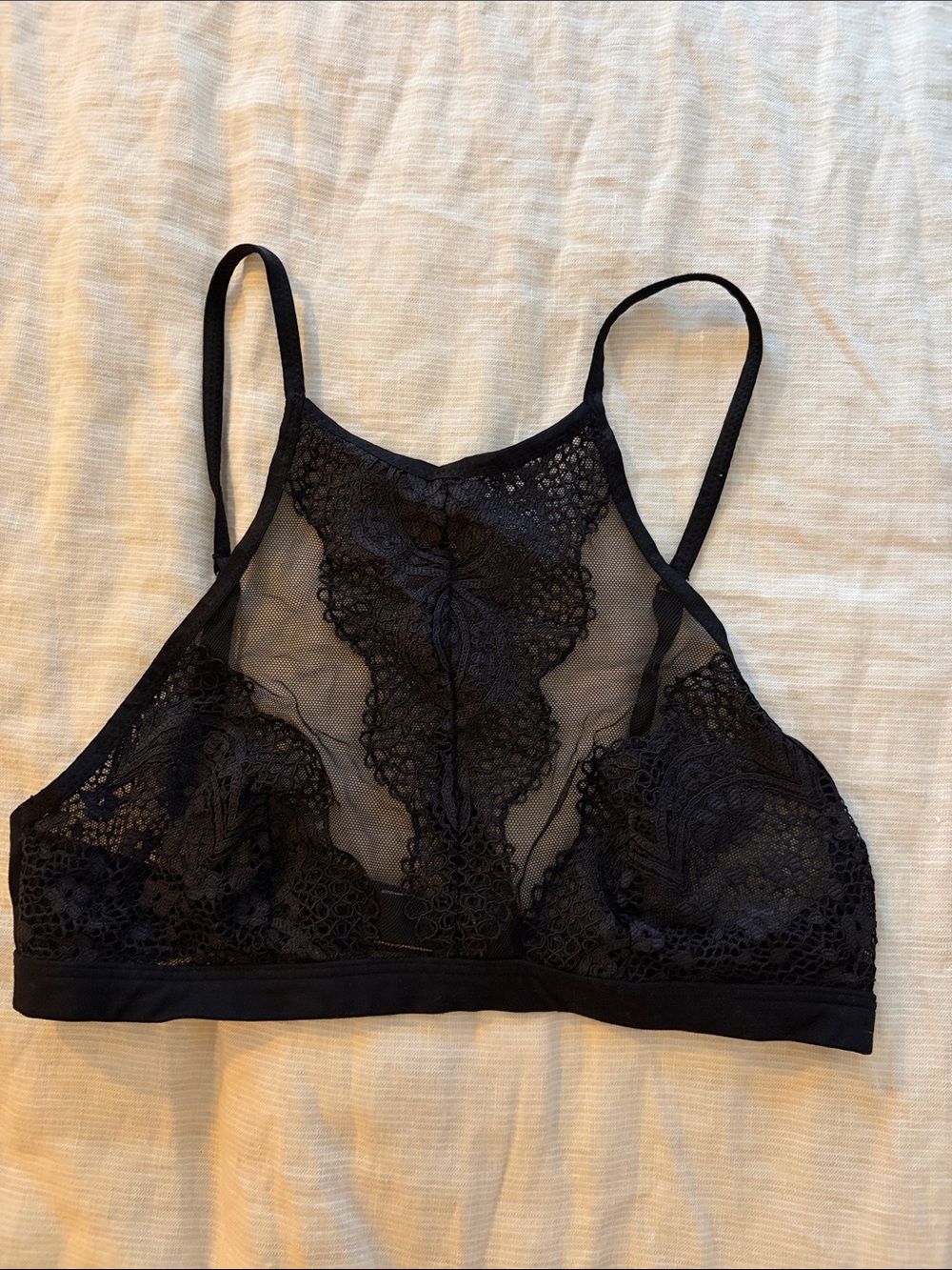 Victoria's Secret Black Lace High-Neck Bralette